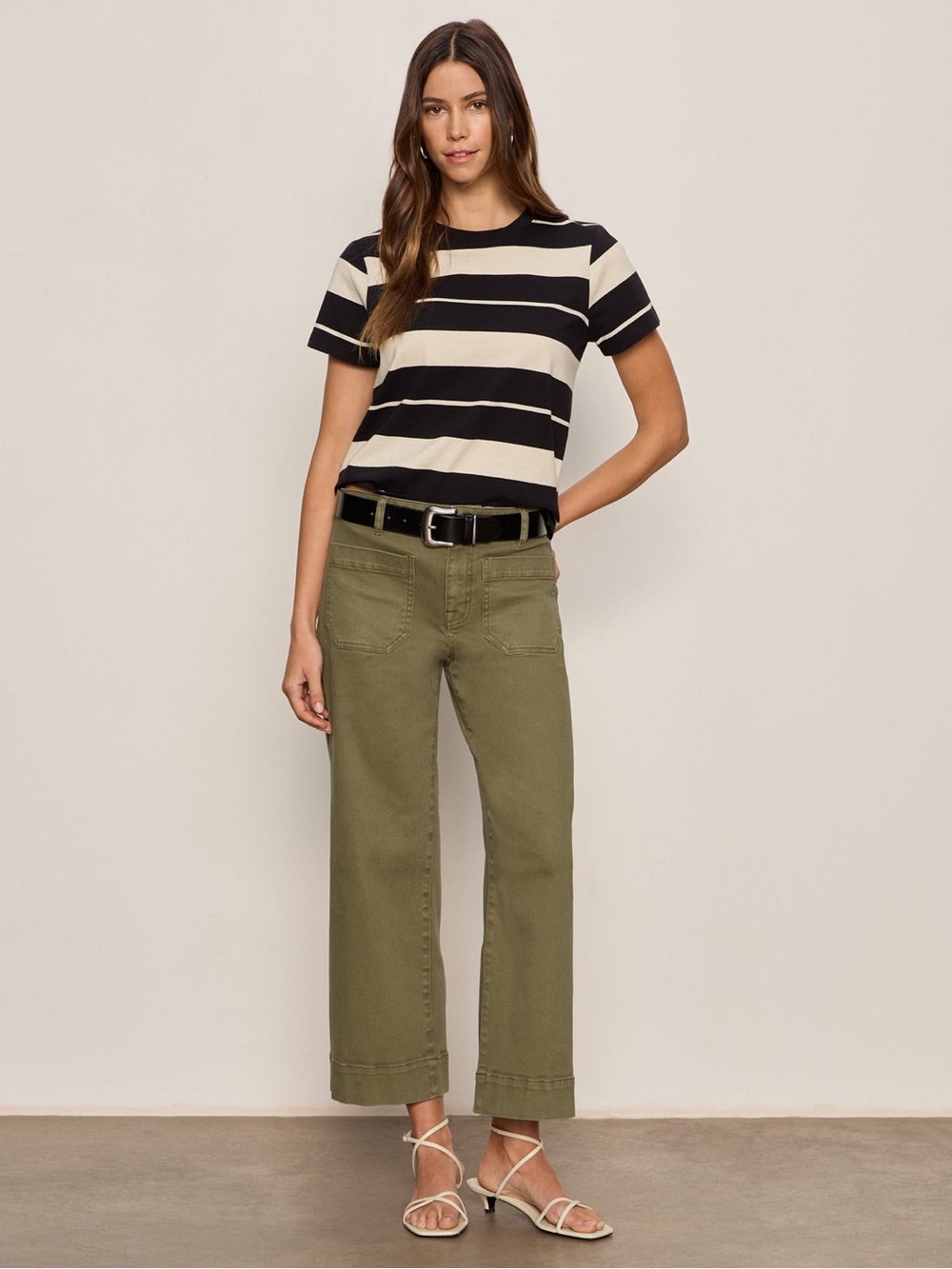 Sanctuary Marine Cropped Olive Wide Leg Jeans